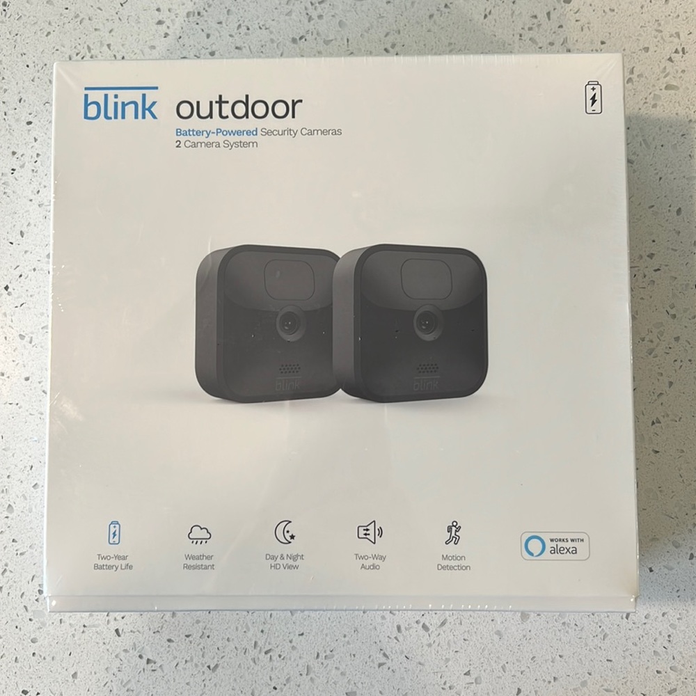 Blink outdoor battery powered security camera  (2 cameras included)
